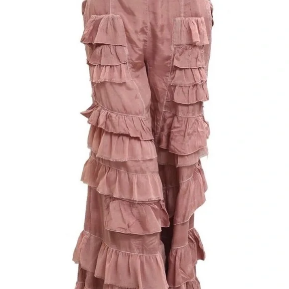 Free People Ruffled Mauve Wide Leg Pants - Picture 4 of 11